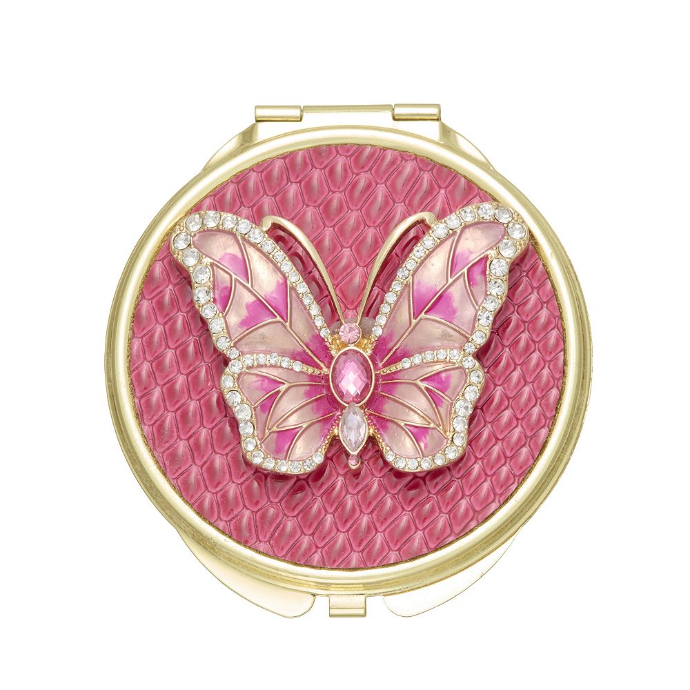 Napier Gold Tone Elevated Butterfly Compact