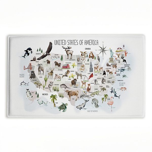 Stupell Home Decor United States Animal Locations Bath Mat