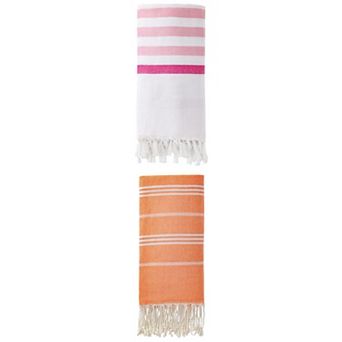 Cotton Beach Towel with Tassel Trim Sand Free Towel 71" x 40"/71" x 35" 2 Packs