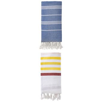 Turkish Striped Cotton Beach Towel with Tassel Towel 71" x 40"/71" x 35"
