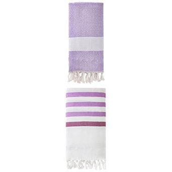 Turkish Striped Cotton with Tassel Trim 2 Packs Beach Towel 71"x40"
