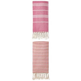 Striped Tassel Design Sand Free Quick Dry Beach Towel 2 Packs 71" x 40"/71" x 35"
