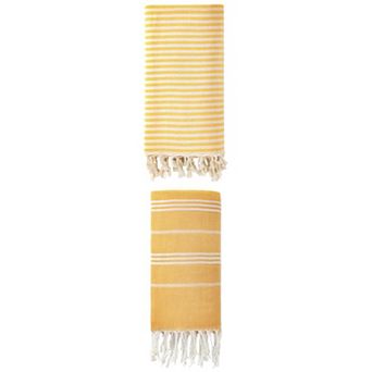 Striped Beach Towel Tassel Design Sand Free Quick Dry Towel 2 Packs 71" x 40"/71" x 35"