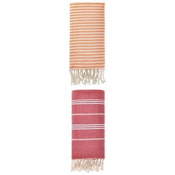 Turkish Beach Towel Striped Quick Dry Towel 2 Packs 71" x 40"/71" x 35"