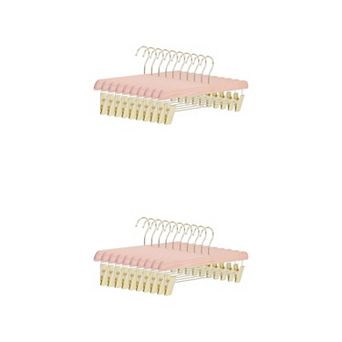 20 Pack Wood Hangers with Pinch Clips, Durable 360-degree Space Saving Clothes Hangers for Clothing
