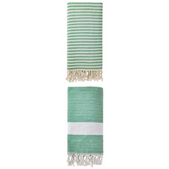 Striped Tassel Design Sand Free Quick Dry Towel 2 Packs 71"x40"