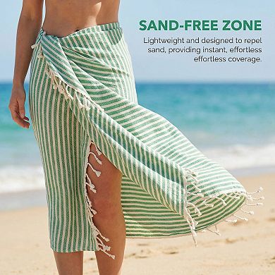 Turkish Beach Towel Striped Tassel Design Sand Free Towel 2 Pcs 71"x40"