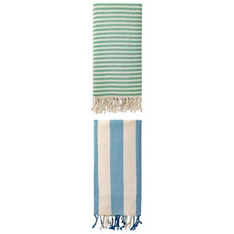 Turkish Beach Towel Striped Tassel Design Sand Free Towel 2 pc 71"x40"