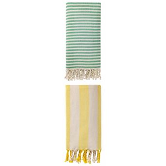 Turkish Beach Towel Striped Tassel Design Sand Free Towel 2 pc 71"x40"