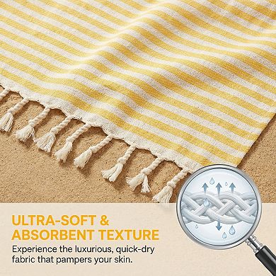 Turkish Striped Sand Free Quick Dry Beach Towel 2 Packs 71"x40"