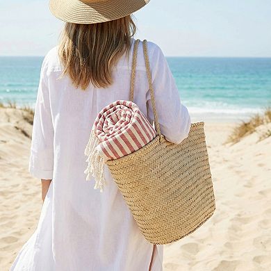 Turkish Striped Tassel Design Sand Free Quick Dry Towel 2 Packs 71"x40"