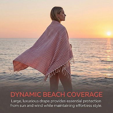 Turkish Striped Tassel Design Sand Free Quick Dry Towel 2 Packs 71"x40"