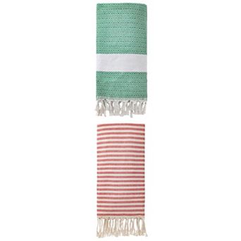 Turkish Striped Tassel Design Sand Free Quick Dry Towel 2 Packs 71"x40"