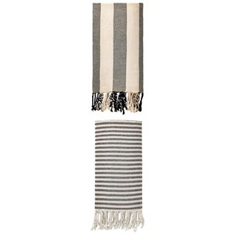 Turkish Beach Towel Striped Tassel Design Sand Free Towel 2 Packs 71"x40"