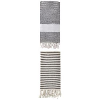 Striped Tassel Design Sand Free Quick Dry Beach Towel 2 Packs 71"x40"