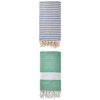 Turkish Striped Tassel Design Sand Free Quick Dry Beach Towel 2 Packs 71"x40"