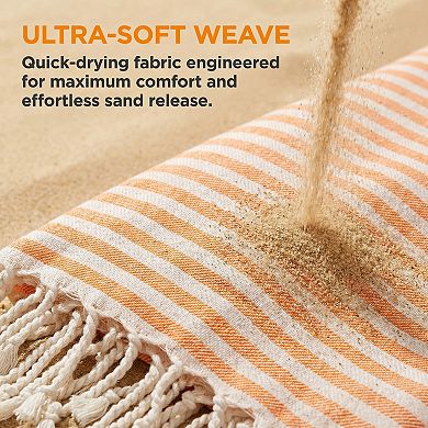 Striped Tassel Design Sand Free Beach Towel 2 Packs 71"x40"