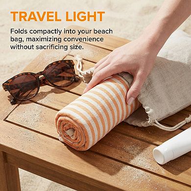 Striped Tassel Design Sand Free Beach Towel 2 Packs 71"x40"