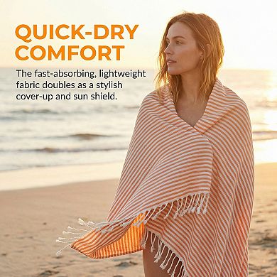 Striped Tassel Design Sand Free Beach Towel 2 Packs 71"x40"
