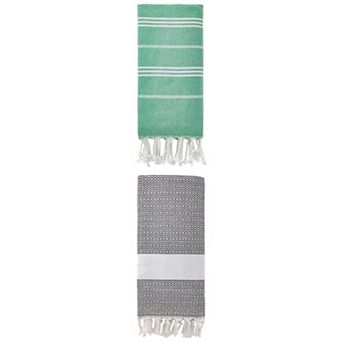 Stripe Turkish Beach Towel with Tassel Sand Free Towel 71" x 35"/71" x 40"