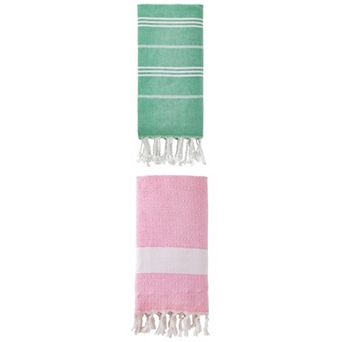 Stripe Turkish Beach Towel with Tassel Sand Free Towel 71" x 35"/71" x 40"