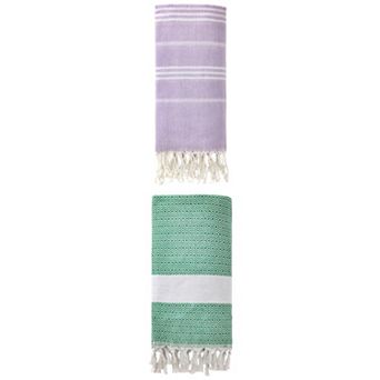 2 pc Beach Towel with Tassel Sand Free Towel 71" x 35"/71" x 40"