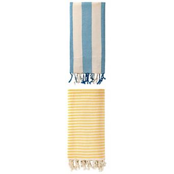 Turkish Beach Towel Striped Tassel Design Sand Free Quick Dry Towel 2 pc 1"x40"