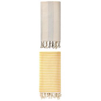 Turkish Beach Towel Striped Tassel Design Sand Free Quick Dry Towel 2 pc 1"x40"