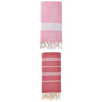 2 Packs Turkish Beach Towel with Tassel, Quick Dry, Sand Free Towel 71" x 35"/71" x 40"