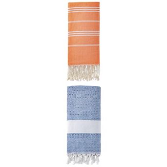 2 Packs Stripe Beach Towel with Tassel, Quick Dry, Sand Free Towel 71" x 35"/71" x 40"