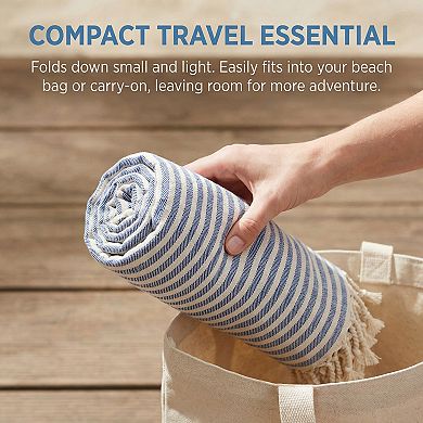 Turkish Beach Towel Striped Tassel Design Quick Dry Towel 2 Packs 71"x40"