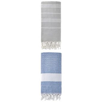 Stripe Turkish Beach Towel with Tassel, Quick Dry, Sand Free Towel 71" x 35"/71" x 40" 2 pc