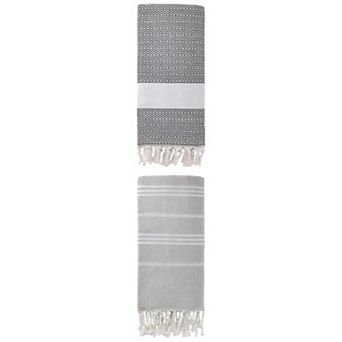Stripe Turkish Beach Towel with Tassel, Quick Dry, Sand Free Towel 71" x 35"/71" x 40" 2 pc