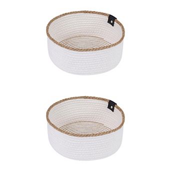 2 Packs Woven Storage Basket Shelf Closet Storage Bin for Key Tray Bowl for Entryway Desk