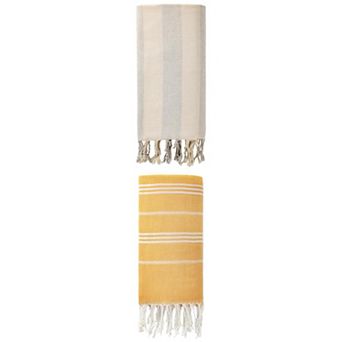 Stripe Turkish Beach Towel with Tassel, Quick Dry, Sand Free Towel 71" x 35"/71" x 40"