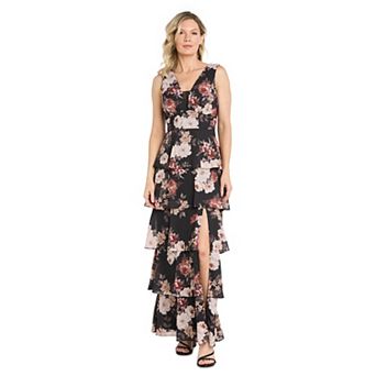 Women's R&M Richards Floral Tiered Maxi Dress with Slit