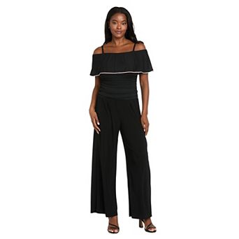 Women's R&M Richards Rhinestone Trim Off-the-Shoulder Wide-Leg Jumpsuit