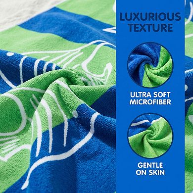 Cartoon Pattern Oversized Beach Towel Sand Free Quick Dry Towel 2 Packs 71" x 35"/55" x 28"