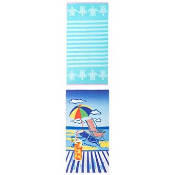 Cartoon Pattern Oversized Beach Towel Sand Free Quick Dry Towel 2 Packs 71" x 35"/55" x 28"