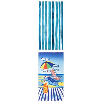 Cartoon Pattern Oversized Beach Towel Sand Free Quick Dry Towel 2 Packs 71" x 35"/63" x 31"
