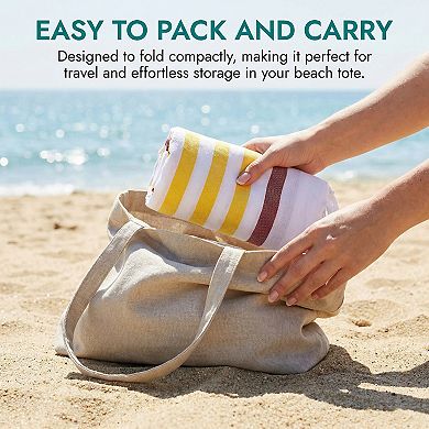 2 Packs Striped Cotton Beach Towel with Tassel Trim 71"x40"