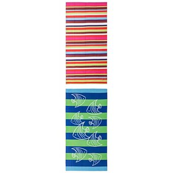 Cartoon Pattern Oversized Sand Free Quick Dry Absorbent Beach Towel 2 Packs 71" x 35"