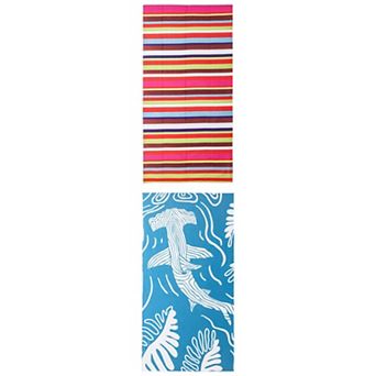 2 Packs Colorful Striped Beach Towel Sand Free Super Absorbent Swim Towel 71" x 35"/63" x 31"