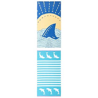 2 Packs Stripe Animals Beach Towel Sand Free Marine Life Prints Towel for Beach 63" x 31"/55" x 28"