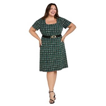 Plus Size R&M Richards Fit & Flare Dress with Belt