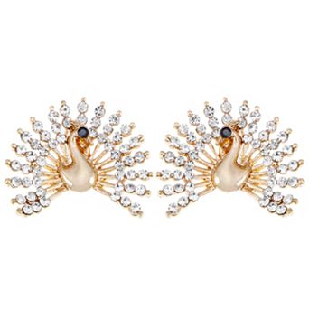 Women's Hot Fuchsia Teardrop Peacock Stud Post Earrings
