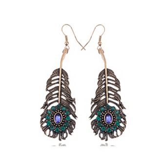 Women's Hot Fuchsia Teardrop Peacock Stud Post Earrings