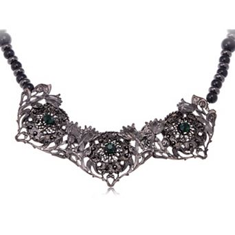 Women's Flower Garden Emerald Collar Bib Necklace