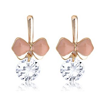 Women's Element Silver Bow Ribbon Fish Hook Dangle Earrings