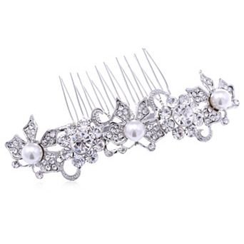 Women's Encrusted Pearl Butterfly Hair Comb